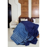 Linen Connections Kantha Quilt Indian Quilt Block Print Quilt Bedspread Bohemian Boho Cotton Throw Quilt Handmade Baby Blanket