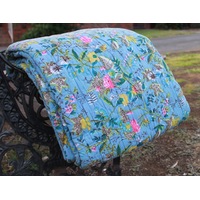 Linen Connections Vintage Handmade Kantha Floral Cotton Quilt Throw Bedspread Block Print Quilt Indian Quilt Comforter Duvet Cover Quilt
