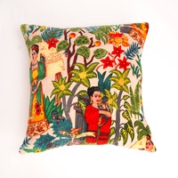 Mexican Painter Pillow Case, Frida Floral Decorative Cushion, Jungle Plants Mexican Painter Art Garden Country Mexico Muertes Cushion
