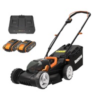 WORX 40V (20V x 2) 34cm Push Lawn Mower Kit w/ 2x POWERSHARE Batteries & Charger - WG779E