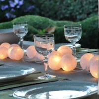 20 White 5cm Ball Fairy Lights - wedding party home event decoration - mains powered