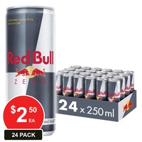 RED BULL 250ML ZERO ENERGY DRINK CAN 24 PACK