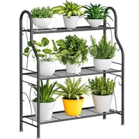 DelSol Metal Plant Stand Rack 3 Tier Indoor Outdoor Plant Display Shelf Flower Pot Holder Storage Shelf
