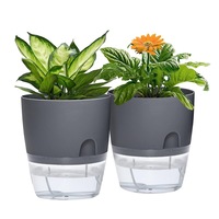 SpringUp 2 PCS Self Watering Pot/Planter Plastic Clear Self Flower Pot Water Storage Basin 2 Colours 4 Size