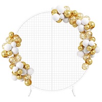 SpringUp 2M Metal Round Hoop Arch Mesh Backdrop Flower Display Stand Frame for Wedding Party Decoration - White