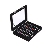 Vivva Velvet Ring Earring Jewelry Display Organizer Box Tray Holder Storage Case - 4 Colours
