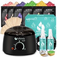 VIVVA Wax Warmer Heater Hard Wax Bean Hair Removal Waxing Machine Kit 600g Wax Bean Beads - Black