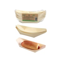 100pc Bamboo Serving Boat 17.5CM Disposable Tray Party Plate Bowl Catering Salad