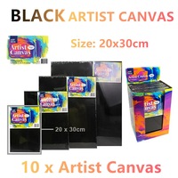 10x Black Stretched Artist Blank Canvas 20x30cm Painting Oil Acrylic Arts Wood