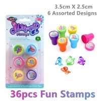 36pc Kids Fun Stamps Assorted Mermaid NonToxic Colour Ink Arts Craft Gift Reward