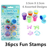 36pcs Kids Fun Stamps 6 Assorted Sea Non Toxic Colour Ink Arts Craft Gift Reward