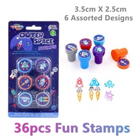 36pcs Kids Fun Stamps Assorted UFO Non Toxic Colour Ink Arts Craft Gift Reward