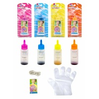 4pk Tie Dye Kit 4-Colours 60ML Bottles Clothes Fabric Textile Art Craft DIY Rope