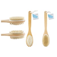 Body Bath Brush Back Massager Scrubber Long Handle Natural Wood Bath Shower