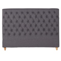 Bed Head King Size French Provincial Headboard Upholsterd Fabric Charcoal