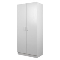 Design Square Modern 2-Door Multi-Purpose Wardrobe Closet Clothes Storage Cabinet - White