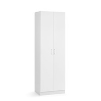 Design Square Monica Broom Cupboard Multi-purpose Tall Storage Cabinet 2-Doors - White