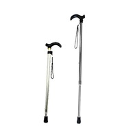 Ozffer Metal WALKING STICK Travel Cane Pole Compact Adjustable Lightweight