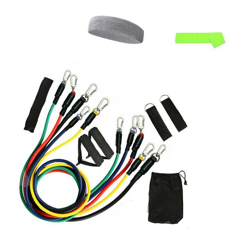 Ozoffer 13 PCS Resistance Band Set Yoga Pilates Abs Exercise Fitness Tube Workout Bands