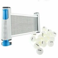 Ozoffer 15Pcs Table Tennis Balls White 40mm& Retractable Table Tennis Net Training