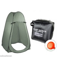 Ozoffer 40L Portable Solar Heating Shower Bag + Large Pop Up Tent Camping Shelter