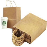 Ozoffer 50 pcs Bulk Kraft Paper Bags Gift Shopping Carry Craft Brown Bag with Handles