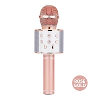 Ozoffer Karaoke Microphone Speaker Wireless Bluetooth Handheld Mic USB Player KTV WS858 Rose gold