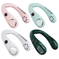 Ozoffer Rechargeable Portable Leafless Neck Fan Cooler Dual Effect Cooling Neckband USB
