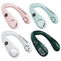 Ozoffer Rechargeable Portable Leafless Neck Fan Cooler Dual Effect Cooling Neckband USB