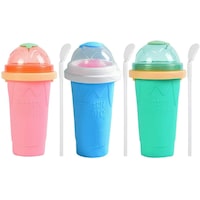 Ozoffer Slushie Maker Cup Quick Freeze Magic Squeeze Cup BLUE+GREEN+PINK