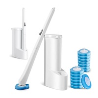 Ozoffer Toilet Brush Refill Head Disposable Sponge Long Handle Cleaning Scrubber Holder