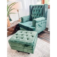 Milan Nursing Chair & Ottoman - Velvet Green