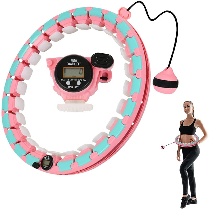 24-Section Adjustable and Detachable Fitness Hula Hoop Indoor Abdominal Exercise Belt Counter 350G Weight Ball()