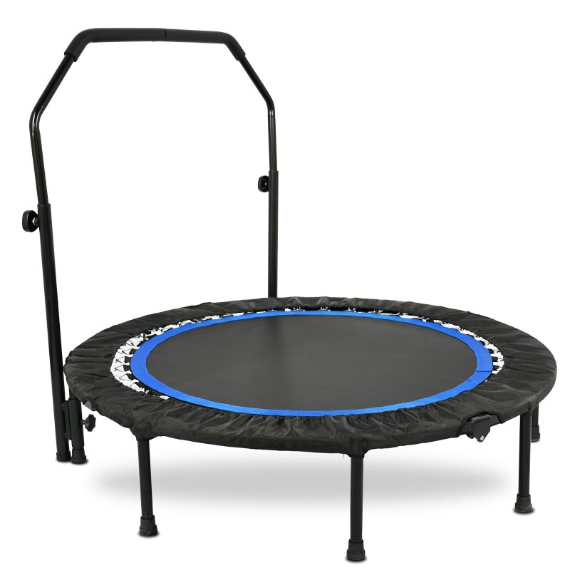 48 inch Foldable Trampoline with Adjustable Handle, Fitness Jump Trampoline for Adult and Children Indoor Outdoor Blue & Black.