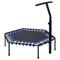 ADVWIN 50 inch Fitness Trampoline with Adjustable Handle Cardio Exercise Trampoline for Adult Home and Gym Blue & Black