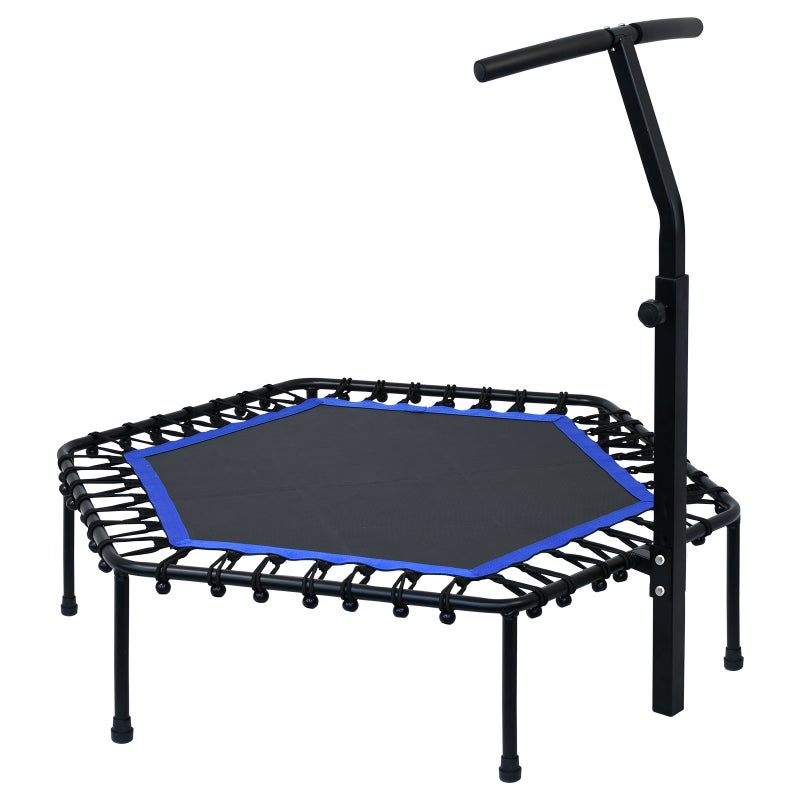 50 inch Fitness Trampoline with Adjustable Handle Cardio Exercise Trampoline for Adult Home and Gym Blue & Black
