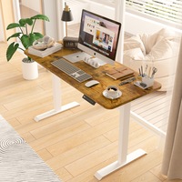 Adjustable Height Electric Standing Desk, Motorised Stand Up Desk Sit Stand Desk 140cm Splice Board, White Matte Frame/Walnut Color Table Top