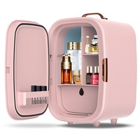 Advwin 15L Mini Makeup Fridge with LED Makeup Mirror Cosmetics Refrigerator Pink