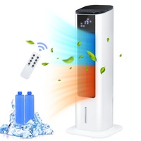 ADVWIN 2 in 1 Cooler & Heater, 3.5L Air Conditioner Fan with 2 Ice Box, 3 Wind Speeds, 65W Fan, 2200W Heater with Tip-Over and Overheat Protection