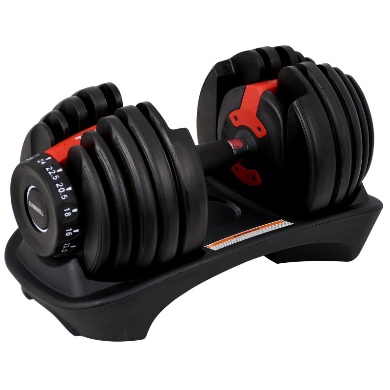 24kg Adjustable Dumbbell Fast Adjust Weight Barbell with Anti-Slip Handle, Metal Handle and Plastic Tray Suits Man and Women Home GYM Office Exercise