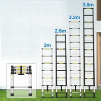 Advwin 2m/2.6m/3.2m/3.8m Telescopic Ladder Multi-Purpose Aluminum Step Portable Extension 150KG Max Capacity