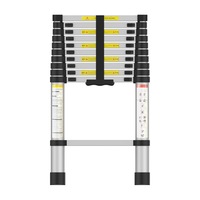 Telescopic Ladder 3.2m Portable Extension Aluminum Telescoping Ladder for Household and Outdoor Working Silver
