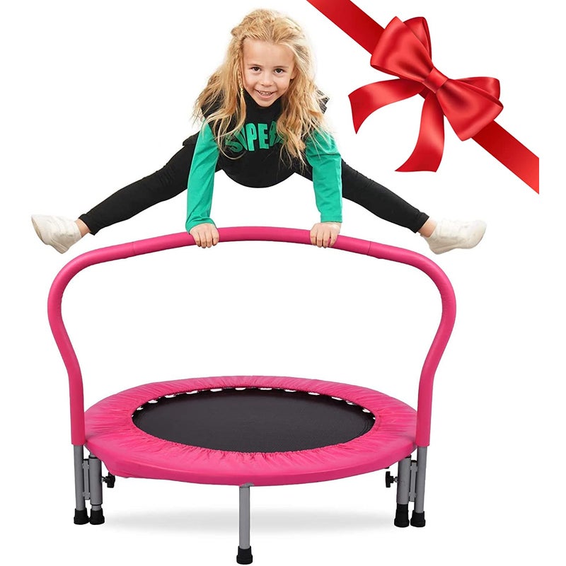 36 inch Foldable mini Trampoline Mini Fitness Trampoline for Adult and Children Indoor Outdoor Trampoline Pink()