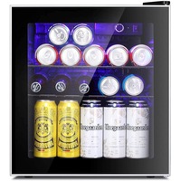 Advwin 46L Bar Fridge Glass Door, Mini Countertop Fridges Bottle Cooler