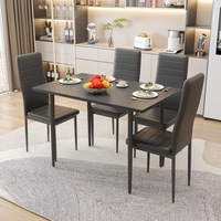 ADVWIN 5 Piece Dining Set Rectangular Kitchen Table and Chairs Black
