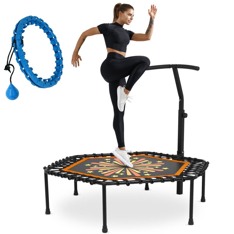 ADVWIN 50-inch Fitness Mini Trampoline with Hula Hoop, Suitable for Adults and Kids Indoor/Outdoor Max Load 150KG