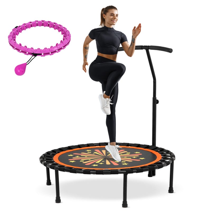 ADVWIN 50-inch Rebounder Mini Trampoline with Hula Hoop, Suitable for Adults and Kids Indoor/Outdoor Max Load 150KG