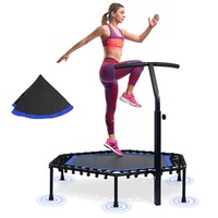 ADVWIN 50-inch Mini Trampoline, Fitness Trampoline with Adjustable Foam Handle for Adults Exercising, No-spring Trampoline Rebounder for Home and Gym Use, Blue & Black