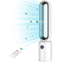 Advwin Bladeless Tower Fan Portable Electric Standing Floor Fan Air Circulator with Remote Control Speeds Adjustable White