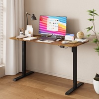 Advwin Electric Standing Desk Adjustable Height Ergonomic Sit Stand up Desk 120cm Walnut Splice Board Table Top+Black Frame